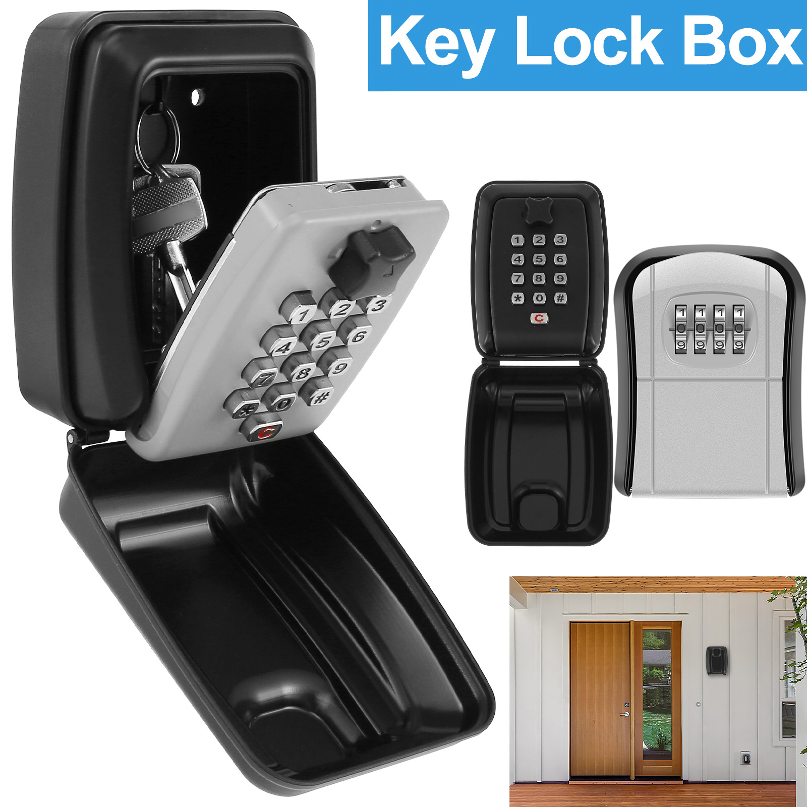 Lockbox Key Secure - Kotak kunci rahasia pemasangan dinding, kotak