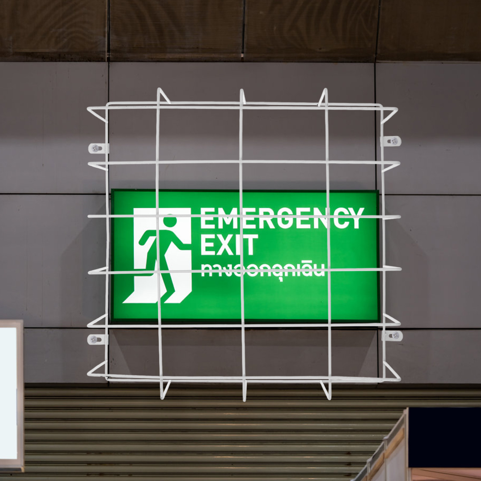 Emergency Exit Sign - Kandang Pelindung Lampu Darurat dari Kawat