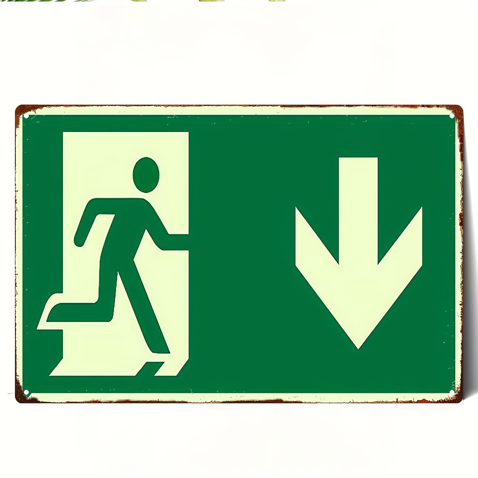 Emergency Exit Sign - Papan Tanda Besi Logam Vintage 2D