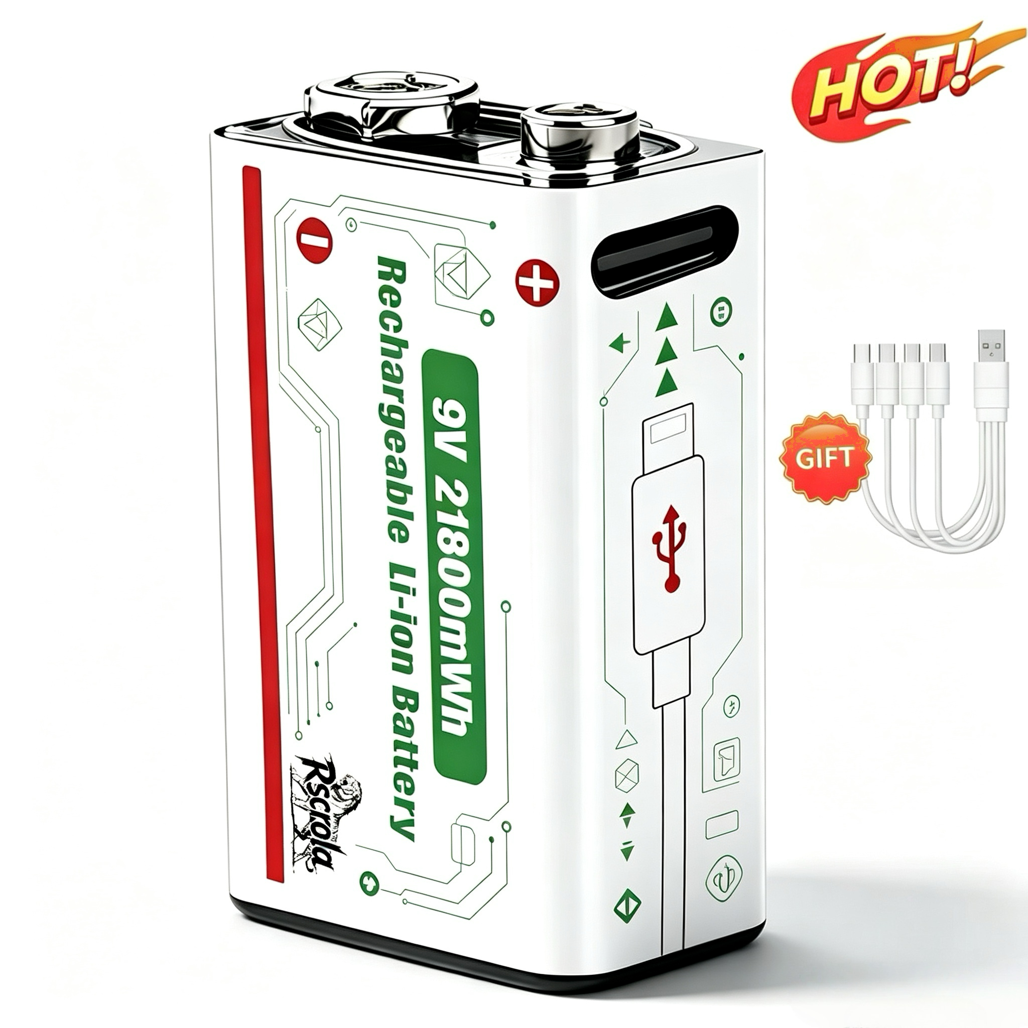 Smoke Detector Interconnected - Baterai Lithium-Ion Isi Ulang 9V 21800mWh