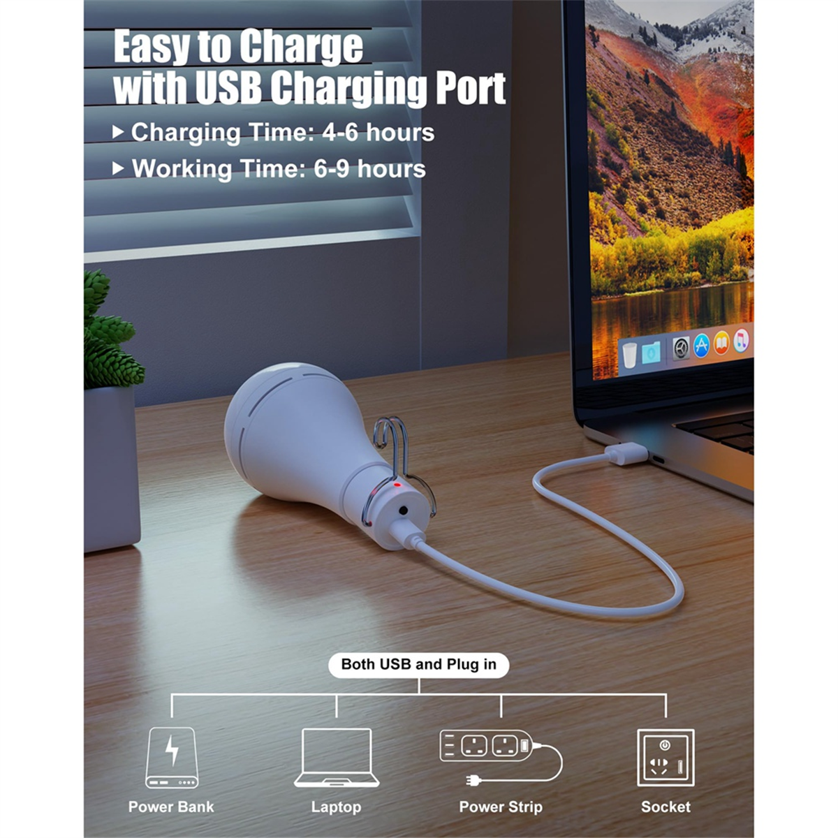 Power Outage Light - Sekali Bohlam Lampu Isi Ulang USB,