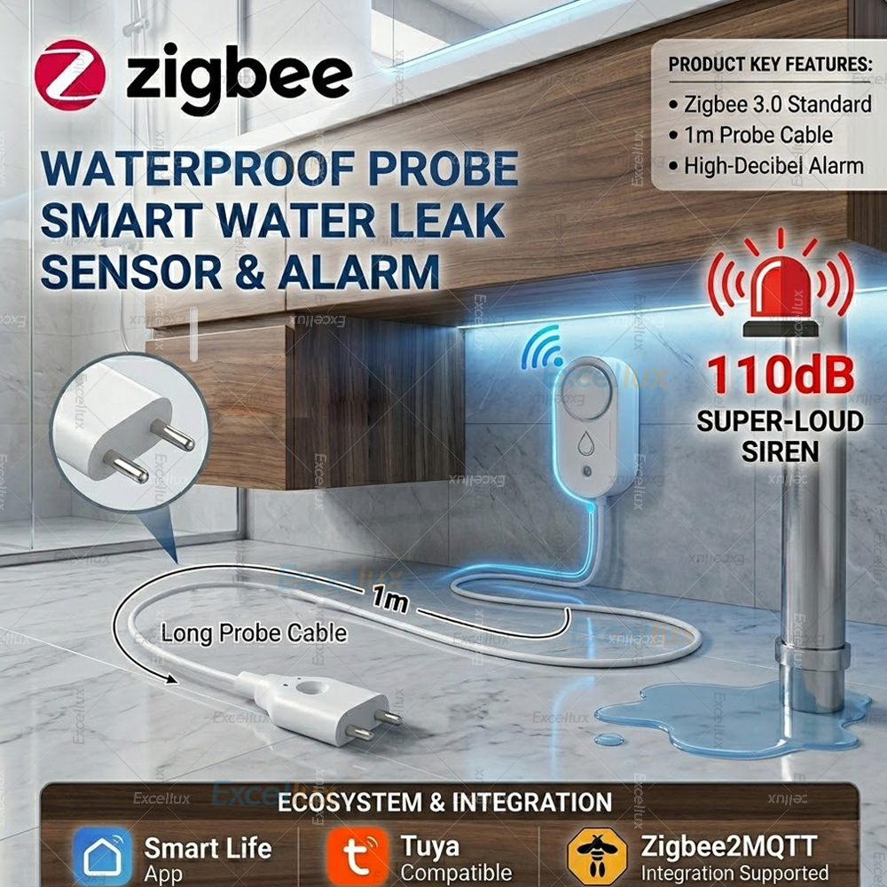 Water Alarm Sensor - Sensor Kebocoran Air Pintar ZigBee Sensor