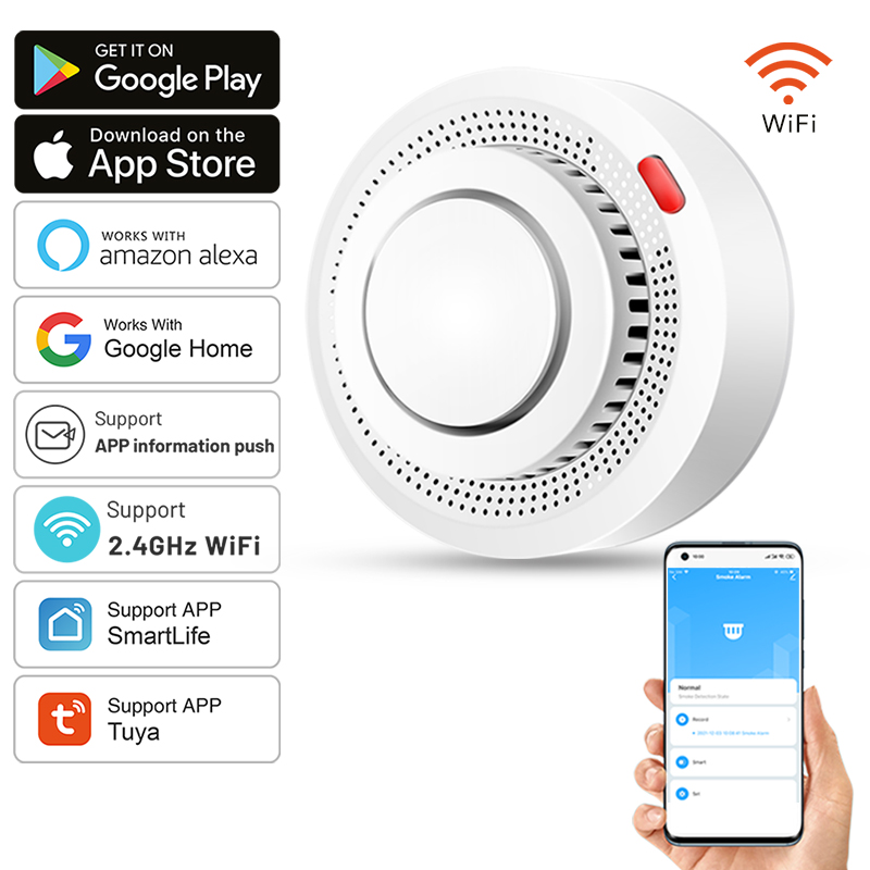 Tuya Smart WiFi Sensor Asap Pe - Smoke Detector Interconnected ulasan dan harga
