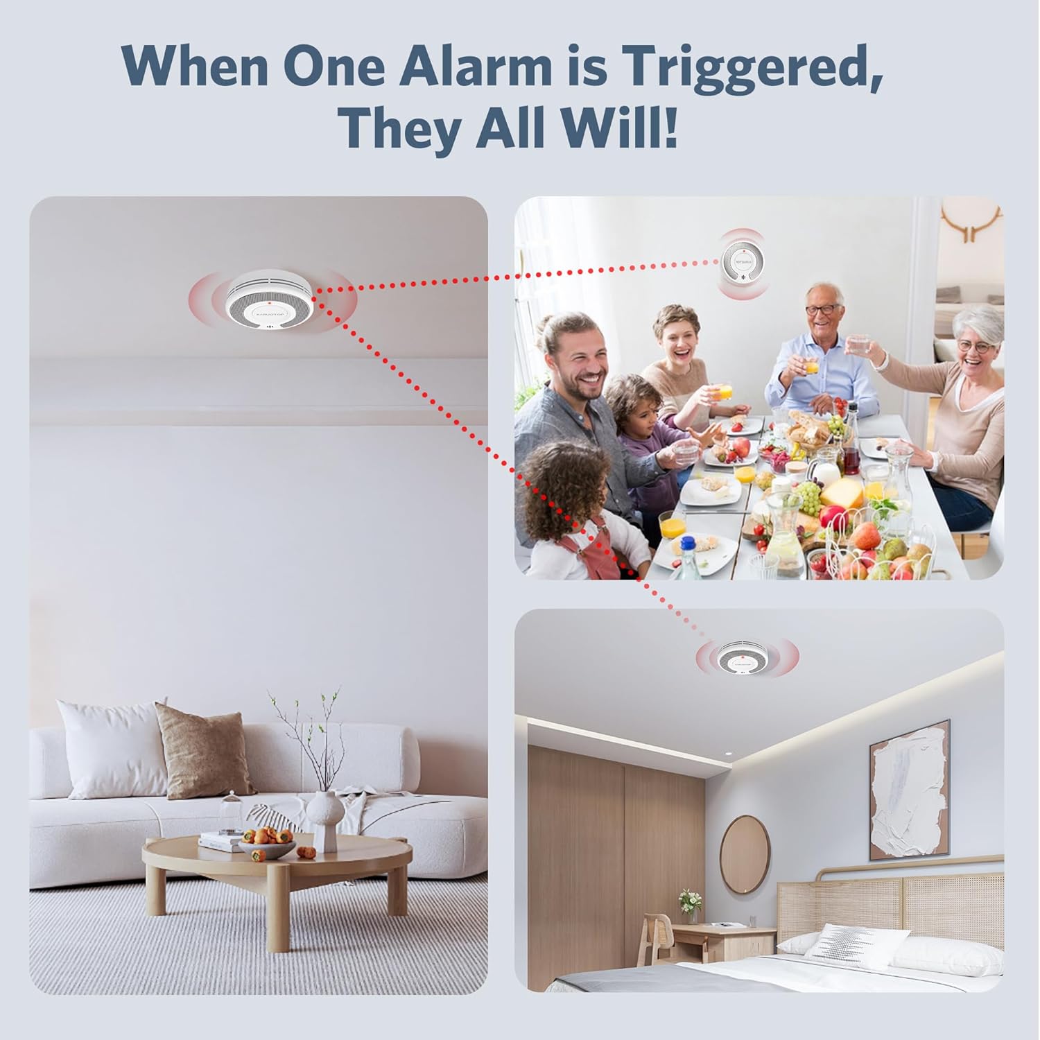 Nirkabel Saling Terkait (433MH - Smoke Detector Interconnected ulasan dan harga