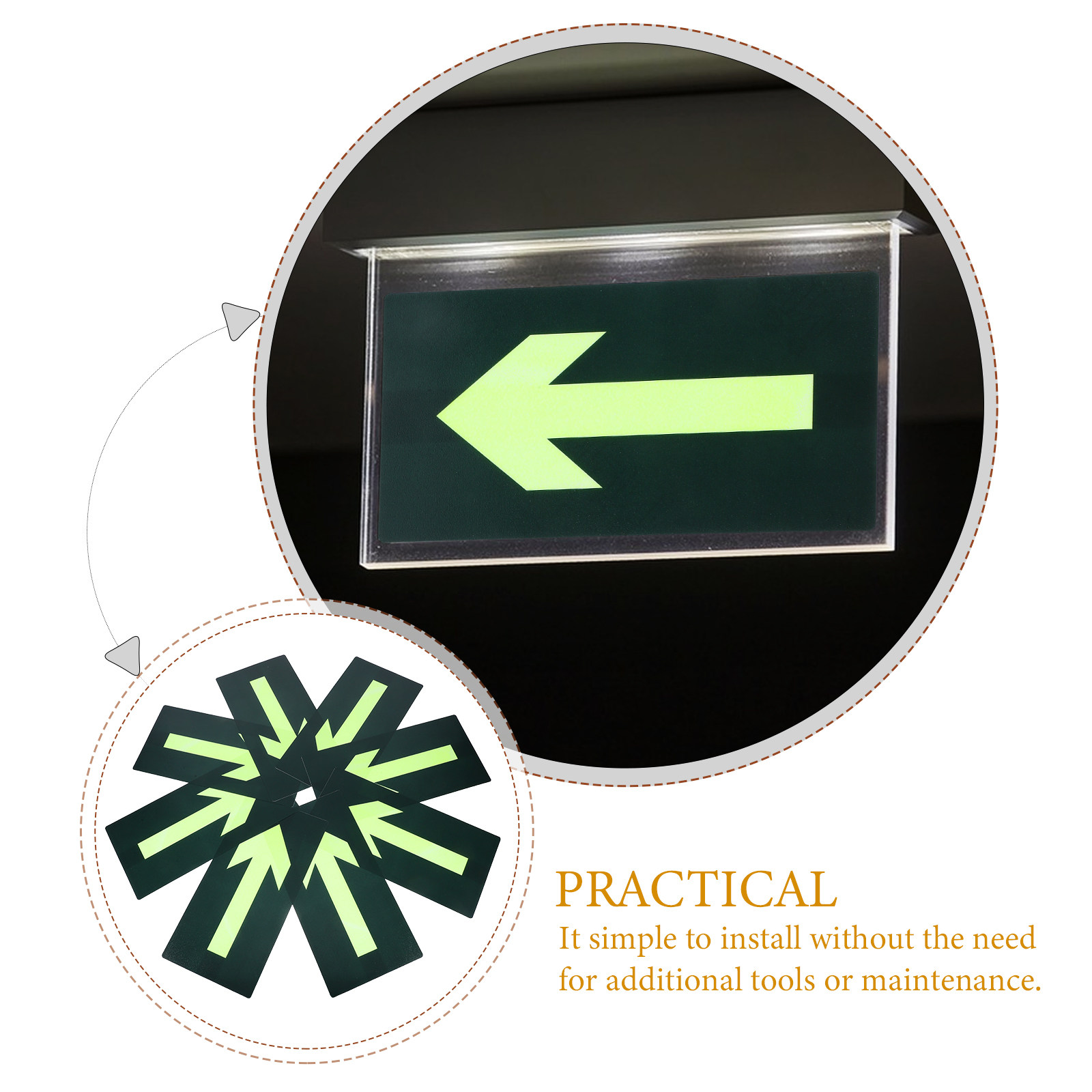 8Pcs Stiker Penunjuk Arah Kelu - Emergency Exit Sign ulasan dan harga