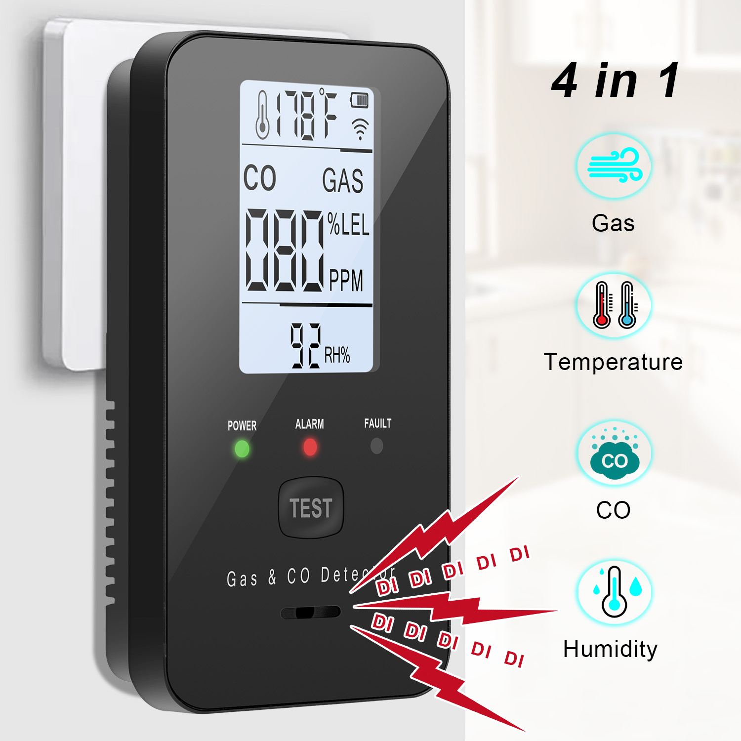 Detektor Gas Alam & Karbon Mon - Co Detector Plug ulasan dan harga