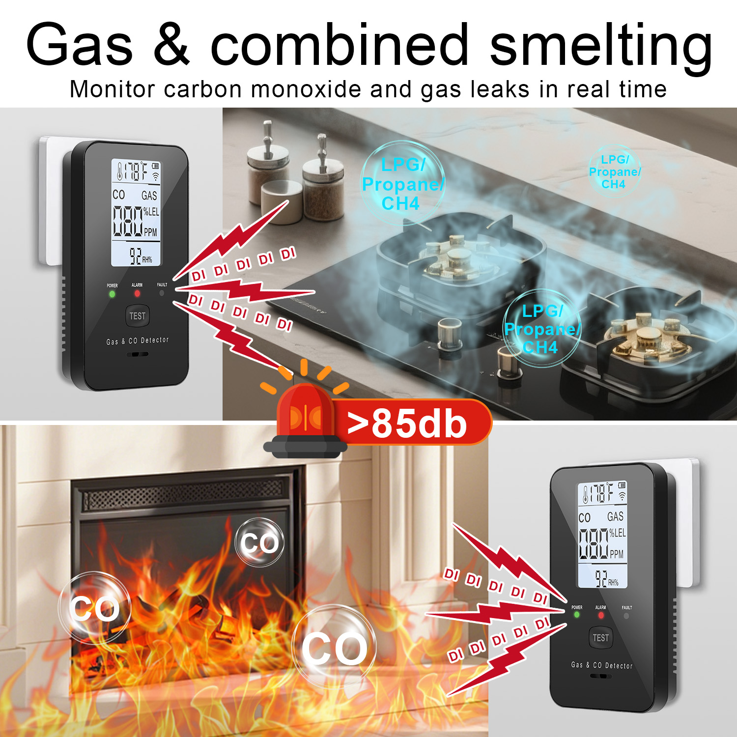 Detektor Gas Alam & Karbon Mon - Co Detector Plug ulasan dan harga