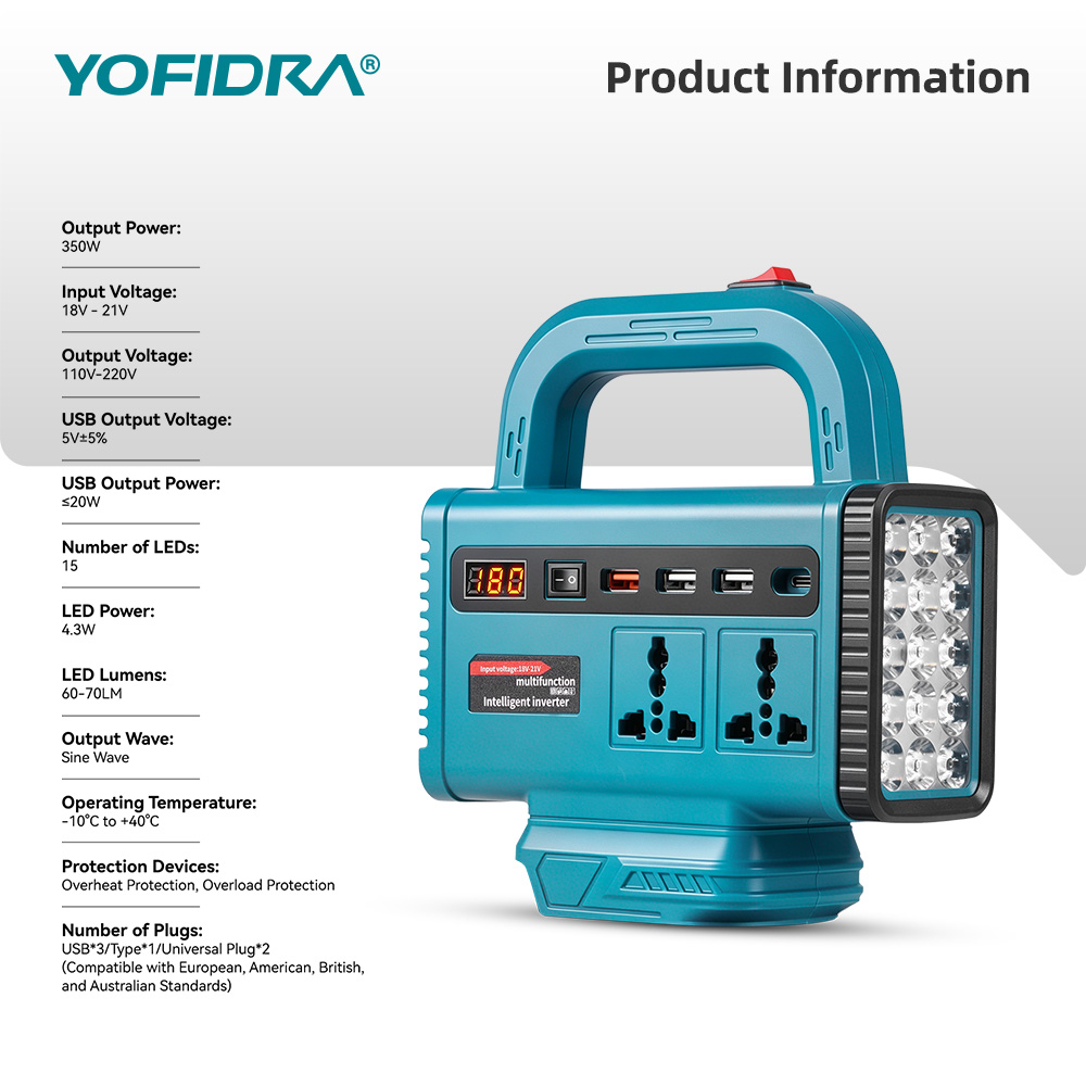 YOFIDRA 220V Inverter Daya Por - Power Outage Light ulasan dan harga