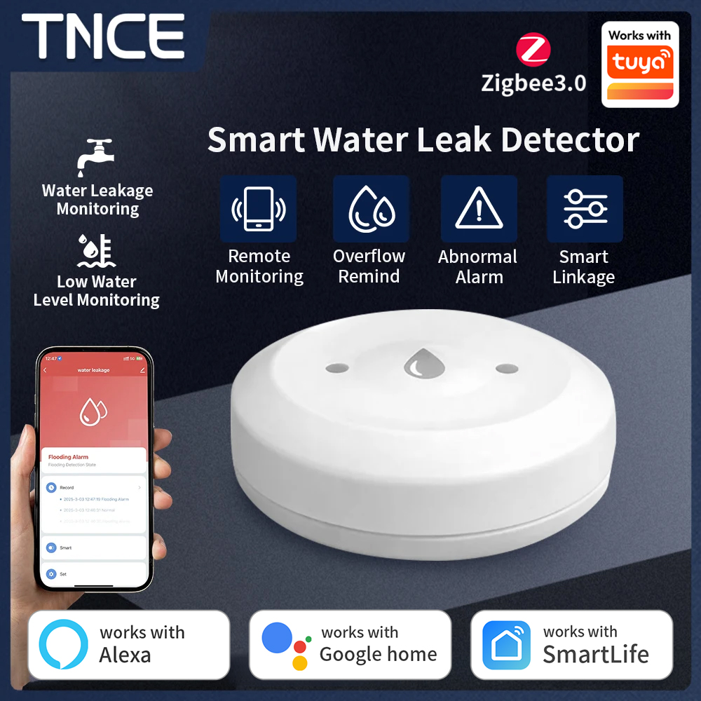 TNCE ZigBee3.0 Tuya Sensor Det - Water Alarm Sensor ulasan dan harga
